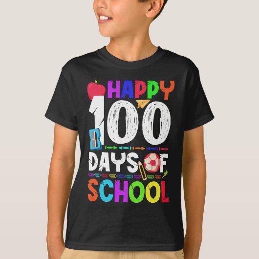 Vrolijke 100 schooldagen - 100e schooldag t-shirt (Voorkant)