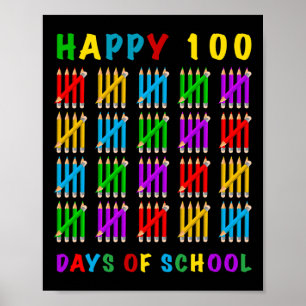 Vrolijke 100 schooldagen poster