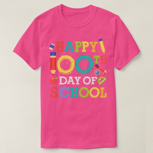 Vrolijke 100e schooldag terug naar schoolcadeau t-shirt (Design voorkant)