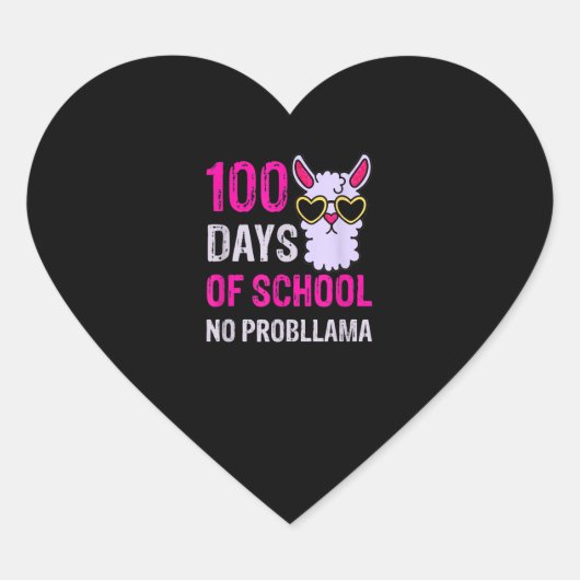 Vrolijke 100e schooldagen Geen problemen Hart Sticker (Voorkant)