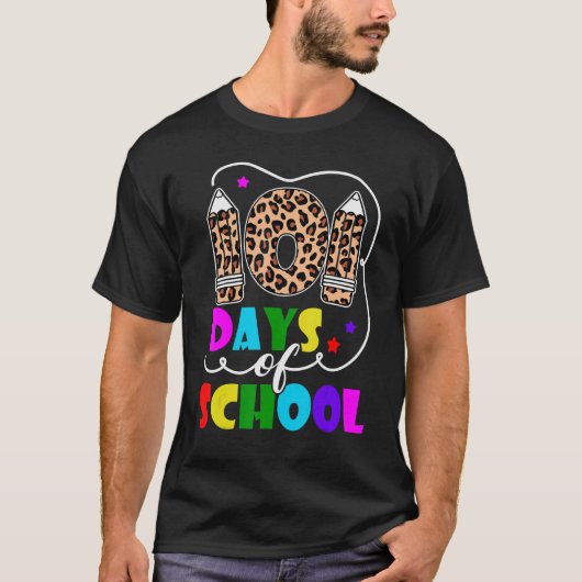 Vrolijke 101 dagen schoolloopstudent 100 dagen t-shirt (Voorkant)