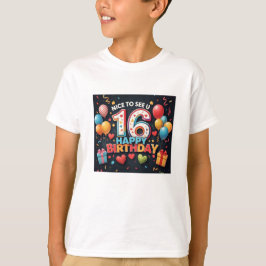 Vrolijke 16e verjaardag Groet met Hart Jongens T-shirt