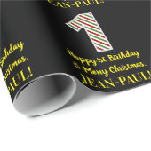 Vrolijke 1-jaardag en vrolijk kerstfeest, aangepas cadeaupapier (Rol Hoek)