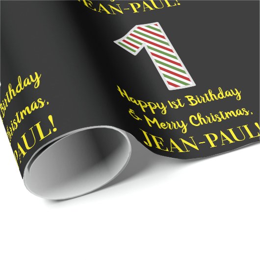 Vrolijke 1-jaardag en vrolijk kerstfeest, aangepas cadeaupapier (Rol Hoek)
