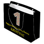 Vrolijke 1-jaardag en vrolijk kerstfeest, aangepas groot cadeauzakje (Achterkant Gekanteld)