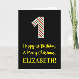 Vrolijke 1-jaardag en vrolijk kerstfeest, aangepas kaart
