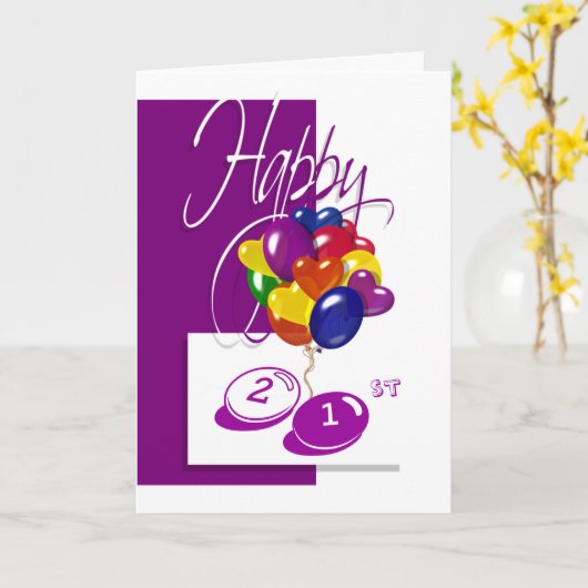 Vrolijke 21ste verjaardagsballonnen schitterend op kaart (Gele Bloem)