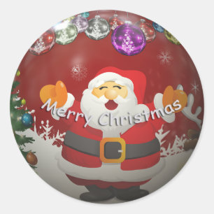 Vrolijke 3-D Kerstmis beïnvloedt de Sticker van d