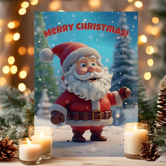 Vrolijke 3D Kerstman Vrolijk Kerstfeest Feestdagen Kaart
