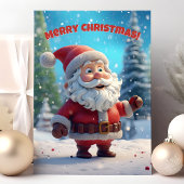 Vrolijke 3D Kerstman Vrolijk Kerstfeest Feestdagen Kaart