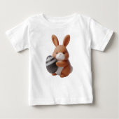 Vrolijke 3D paashaas met versierd ei (Voorkant)