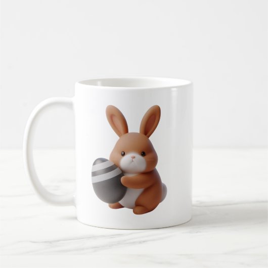 Vrolijke 3D paashaas met versierd ei Koffiemok (Links)