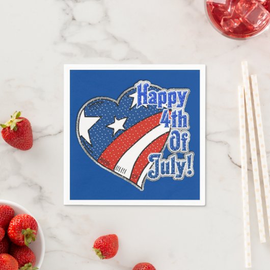 Vrolijke 4 juli hart servetten (Insitu)