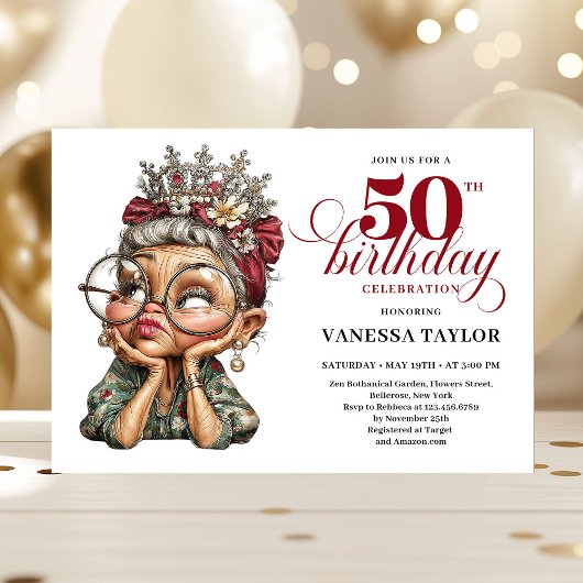 Vrolijke 50e verjaardagsfeest uitnodiging quirkyst