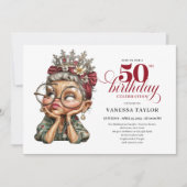 Vrolijke 50e verjaardagsfeest uitnodiging quirkyst (Voorkant)