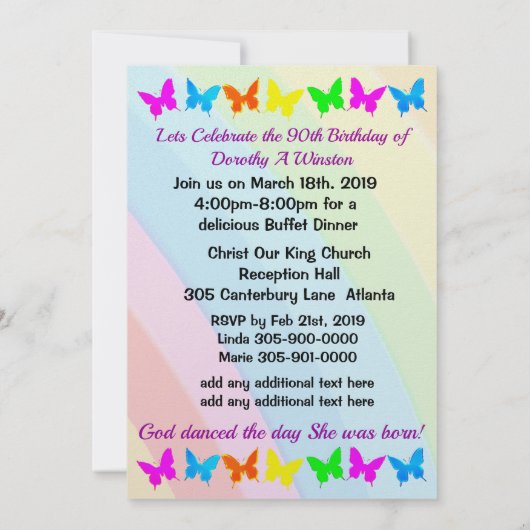 VROLIJKE 90E VERJAARDAG UITNODIGING (Achterkant)