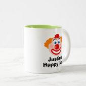 Vrolijke aangepaste kind mok met blij clownsgezich (Voorkant rechts)