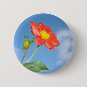 Vrolijke aardbeibloesem ronde button 5,7 cm