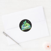 Vrolijke aarddag| Draai je licht uit| Ontwerp Ronde Sticker (Envelop)