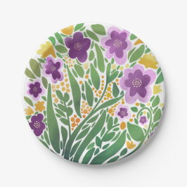 Vrolijke Abstracte bloem Papieren Bordje