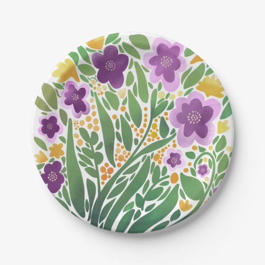 Vrolijke Abstracte bloem Papieren Bordje (Voorkant)