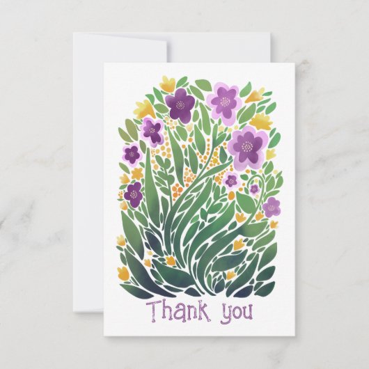 Vrolijke Abstracte Floral Flat Bedankt Card (Voorkant)