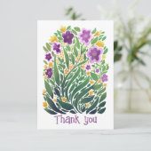 Vrolijke Abstracte Floral Flat Bedankt Card (Staand voorkant)