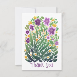 Vrolijke Abstracte Floral Flat Bedankt Card