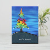 Vrolijke Abstracte Paint Splash Kerstboom Kaart (Staand voorkant)
