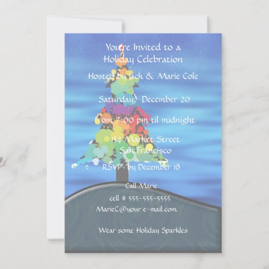 Vrolijke Abstracte Paint Splash Kerstboom Kaart (Achterkant)