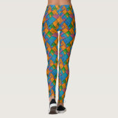 Vrolijke Abstracte Quiltstijl Patchwork Kleuren Leggings (Achterkant)