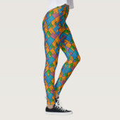 Vrolijke Abstracte Quiltstijl Patchwork Kleuren Leggings (Rechts)