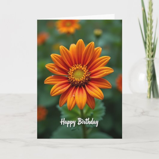Vrolijke Amber Bloem Kaart (Voorkant)