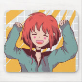 Vrolijke Anime Meisjesraster Muismat (Voorkant)