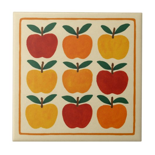 Vrolijke Appel Compositie Tegeltje (Voorkant)