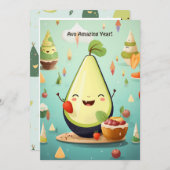 Vrolijke avocado 1e Jubileum Verjaardag Kaart (Voorkant / Achterkant)