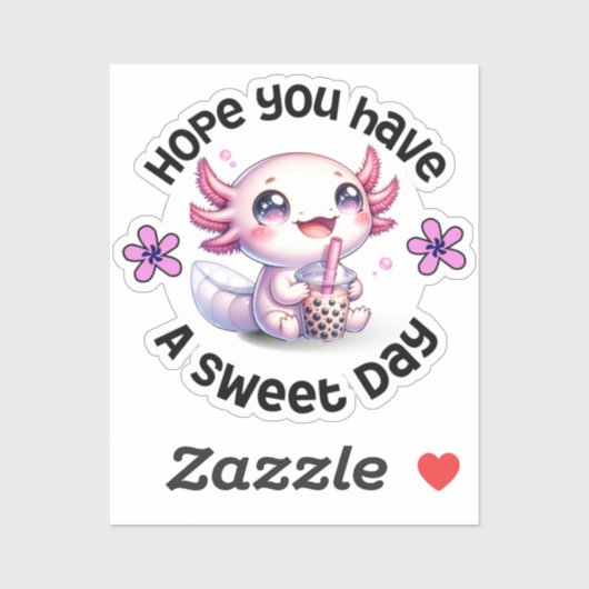 Vrolijke Axolotl Boba Bliss Sticker (Vel)
