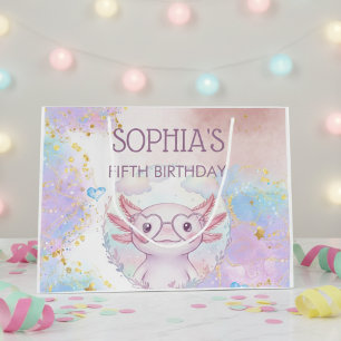Vrolijke axolotl kinderverjaardag groot cadeauzakje