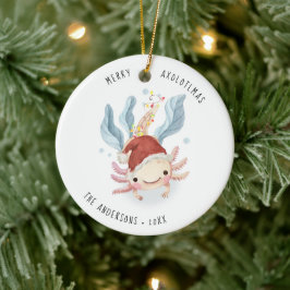 Vrolijke Axolotlmas | Schattigee Waterverf kerst Keramisch Ornament