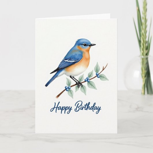 Vrolijke Azure Vogel Kaart (Voorkant)