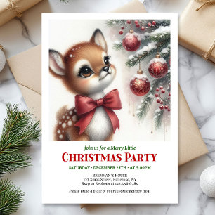 Vrolijke babyree waterverf kerst uitnodiging digit