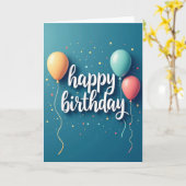 Vrolijke ballon script kaart (Gele Bloem)