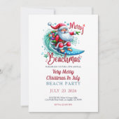 Vrolijke Beachmas Kerstmis in Juli Party Uitnodigi Kaart (Voorkant)