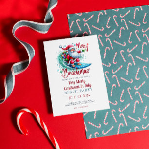 Vrolijke Beachmas Kerstmis in Juli Party Uitnodigi Kaart