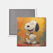 Vrolijke Beagle-hond Pop Art-schilderij Magneet (Voorkant / Achterkant)