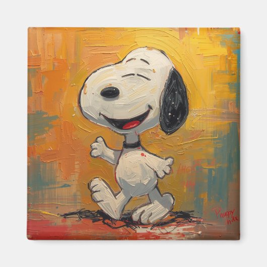 Vrolijke Beagle-hond Pop Art-schilderij Magneet (Voorkant)