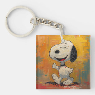 Vrolijke Beagle-hond Pop Art-schilderij Sleutelhanger