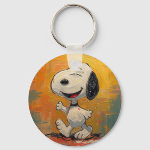Vrolijke Beagle-hond Pop Art-schilderij Sleutelhanger