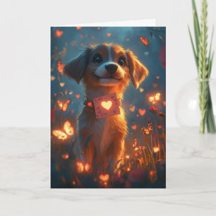 Vrolijke Beagle Valentijnsdag Hart Bloemen Kaart