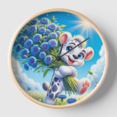 Vrolijke Beer met Blauwe Bloemen (Voorkant)